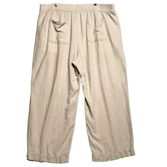 Old Navy Pants Set of 2 Womens XXL Beige & Stripe Linen Blend Wide Leg High Rise - Picture 3 of 13